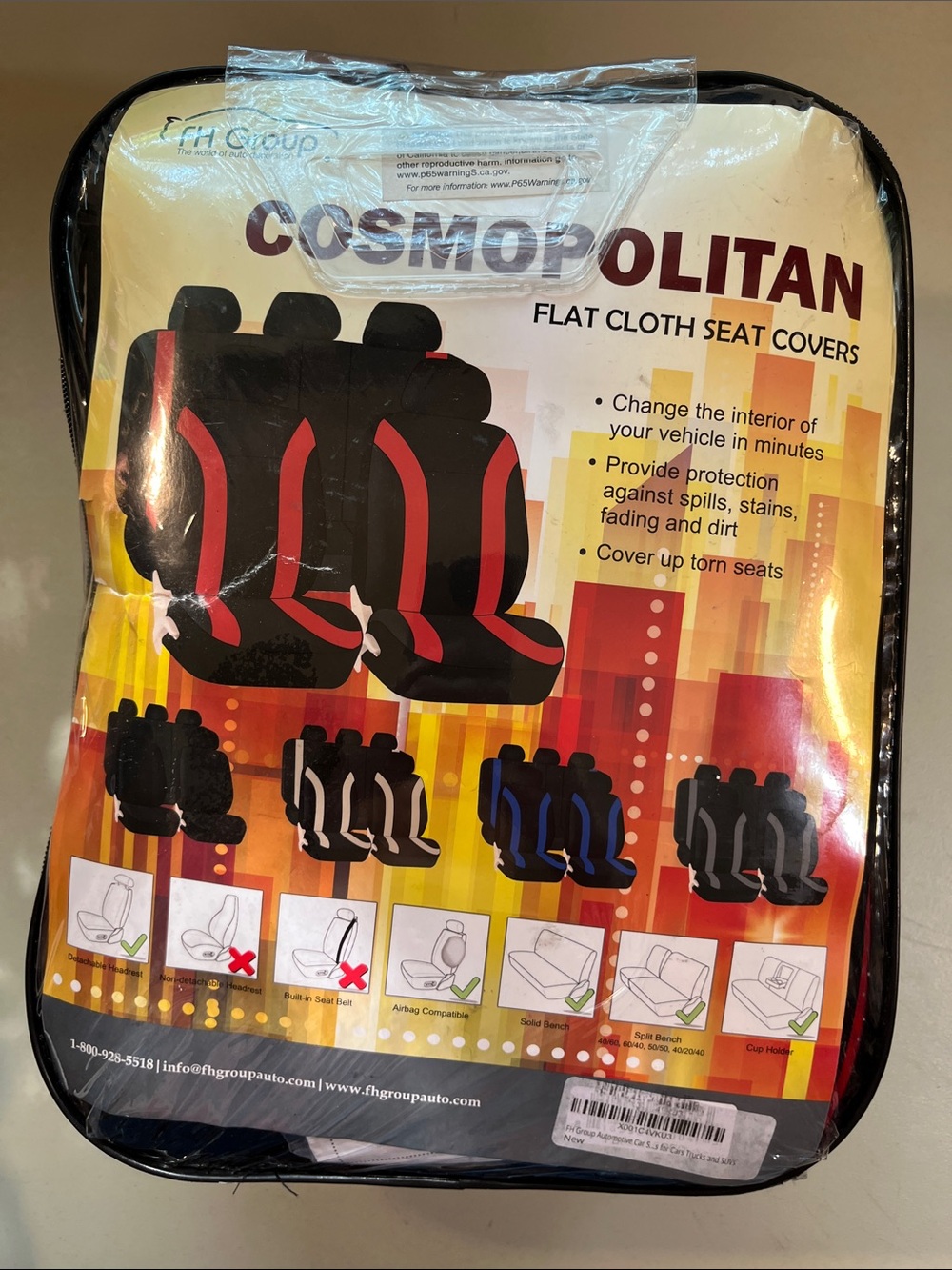 Cosmopolitan Black with Red Accent Vehicle Seat Covers
